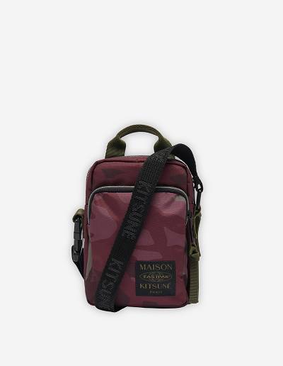 Burgundy Men's Maison Kitsune Mkxeastpak Printed One Crossbody Bags | AU-F0480