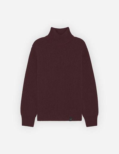 Burgundy Men's Maison Kitsune Plaited Rib Regular Sweaters | AU-K0690
