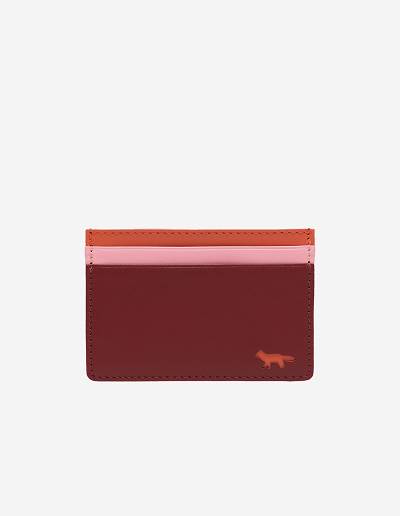 Burgundy Women's Maison Kitsune Card Holder Bags | AU-G0887