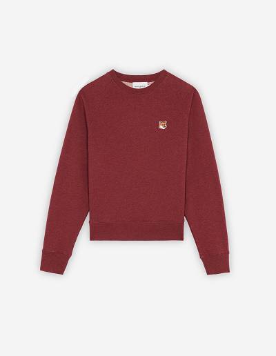 Burgundy Women's Maison Kitsune Fox Head Patch Adjusted Sweatshirts | AU-J0135