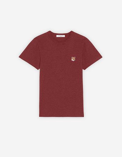 Burgundy Women's Maison Kitsune Fox Head Patch Classic T Shirts | AU-Q0M19