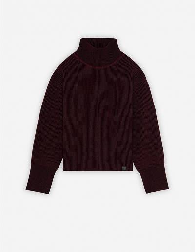 Burgundy Women's Maison Kitsune Plaited Rib Boxy Sweaters | AU-Y0643