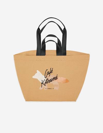 Coffee Women's Maison Kitsune Cafe Double Carry Tote Bags | AU-Z0871
