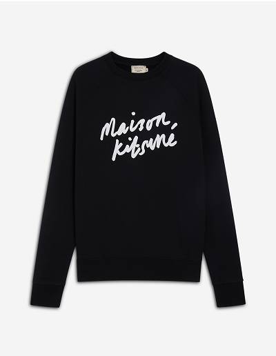 Dark Grey Men's Maison Kitsune Handwriting Clean Sweatshirts | AU-H0743