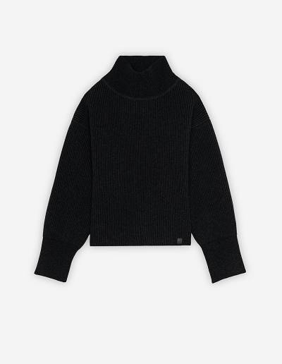 Dark Grey Women's Maison Kitsune Plaited Rib Boxy Sweaters | AU-Q0166