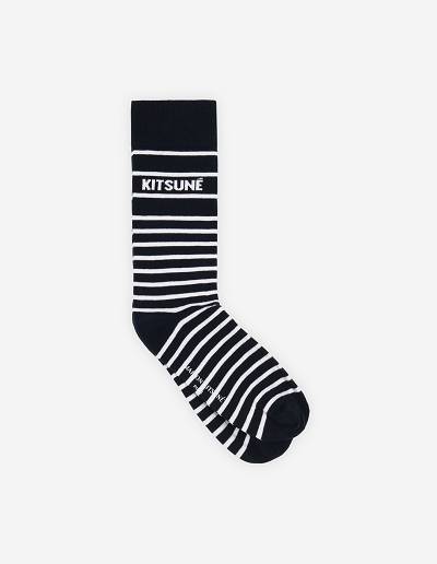 Deep Blue Men's Maison Kitsune Striped Socks | AU-F0973