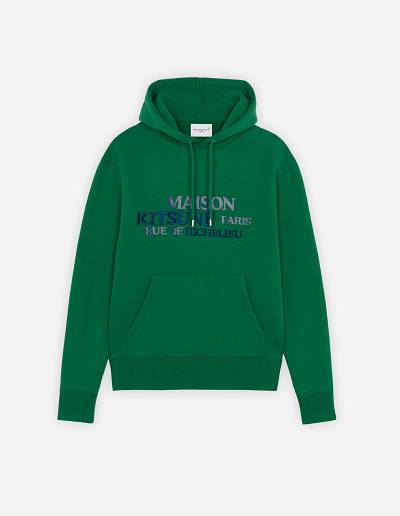 Deep Green Men's Maison Kitsune Rue Richelieu Classic Hoodies | AU-C0724