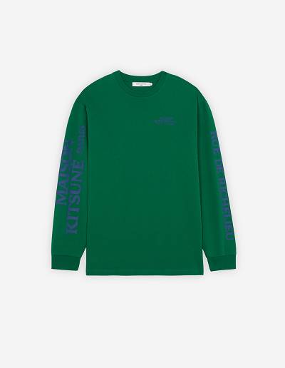 Deep Green Men's Maison Kitsune Rue Richelieu Relaxed Long Sleeves T Shirts | AU-K0157