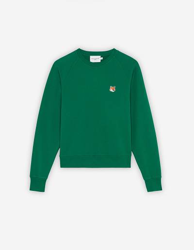 Deep Green Women's Maison Kitsune Fox Head Patch Adjusted Sweatshirts | AU-L0372