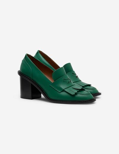 Deep Green Women's Maison Kitsune Mk X Atp Atelier Heeled Loafers | AU-E0439