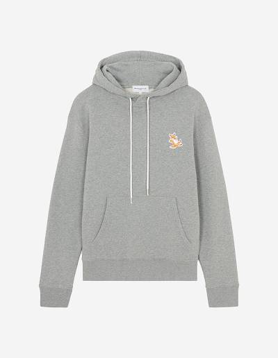 Grey Men's Maison Kitsune Chillax Fox Patch Classic Hoodies | AU-K0593