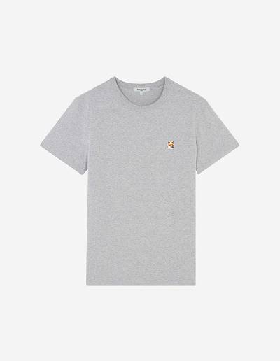 Grey Men's Maison Kitsune Fox Head Patch Classic T Shirts | AU-V0M14