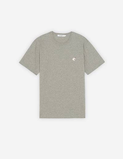 Grey Men's Maison Kitsune Monochrome Fox Head Patch Classic T Shirts | AU-Q0485