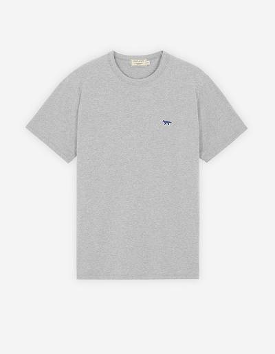 Grey Men's Maison Kitsune Navy Fox Patch Classic T Shirts | AU-H0917