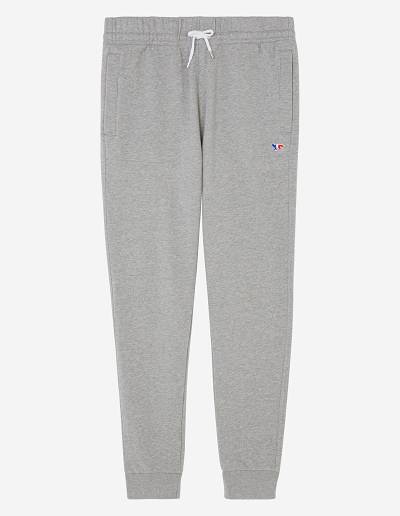 Grey Men's Maison Kitsune Tricolor Fox Patch Classic Jog Pants | AU-A0930