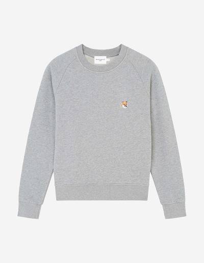 Grey Women's Maison Kitsune Fox Head Patch Adjusted Sweatshirts | AU-Z0349