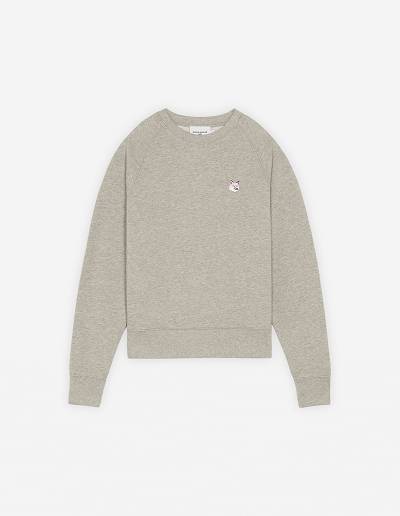 Grey Women's Maison Kitsune Monochrome Fox Head Patch Adjusted Sweatshirts | AU-Y0353
