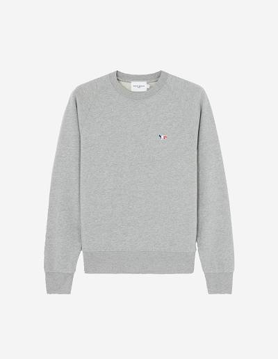 Grey Women's Maison Kitsune Tricolor Fox Patch Adjusted Sweatshirts | AU-K0313