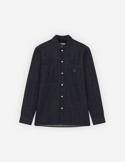 Indigo Men's Maison Kitsune Cafe Denim Workwear Shirts | AU-S0188