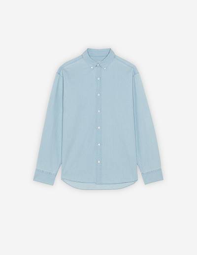 Indigo Men's Maison Kitsune Dressed Fox Print Relaxed Bd Shirts | AU-Q572