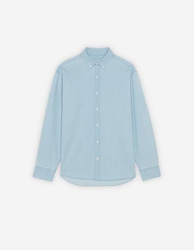 Indigo Men's Maison Kitsune Dressed Fox Print Relaxed Bd Shirts | AU-Q572