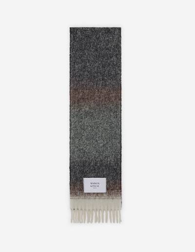 Khaki Black Men's Maison Kitsune Gradient Fringed Scarf | AU-K0621