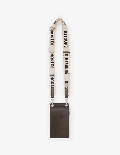 Khaki Grey Men's Maison Kitsune Neck Pouch Bags | AU-B0142