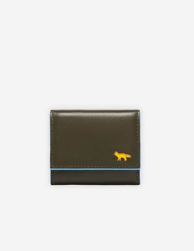 Khaki Grey Men's Maison Kitsune Profile Fox Ultra Compact Wallet Bags | AU-M0779
