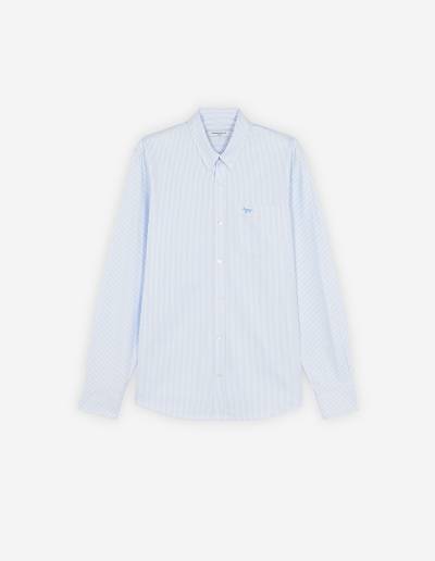 Light Blue Men's Maison Kitsune Fox Embroidery Pocket Classic Bd Shirts | AU-A0553