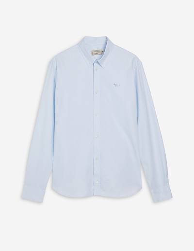 Light Blue Men's Maison Kitsune Fox Embroidery Classic Bd Shirts | AU-M0283