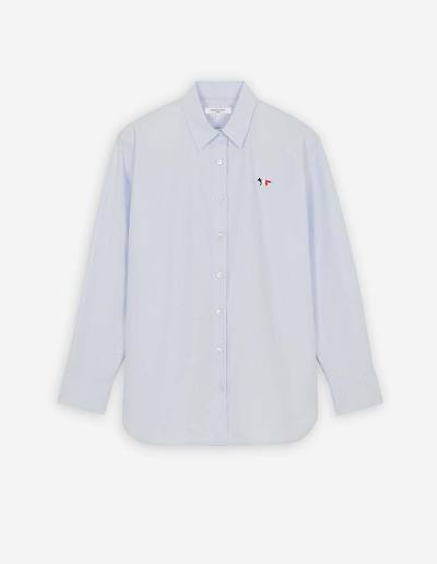 Light Blue Women's Maison Kitsune Tricolor Fox Patch Classic Shirts | AU-L0865