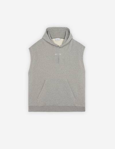 Light Grey Men's Maison Kitsune Japanese Fleece Sleevless Hoodies | AU-K0197