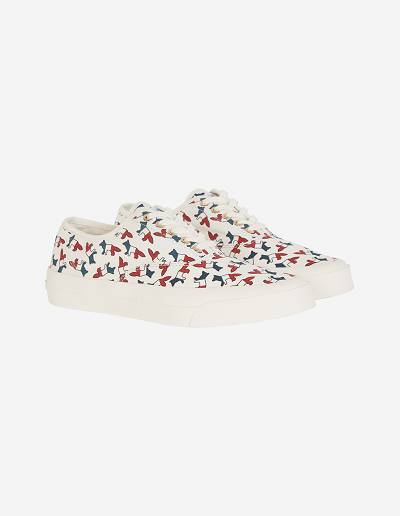 Multicolor Women's Maison Kitsune All-over Tricolor Fox Canvas Sneakers | AU-C0289