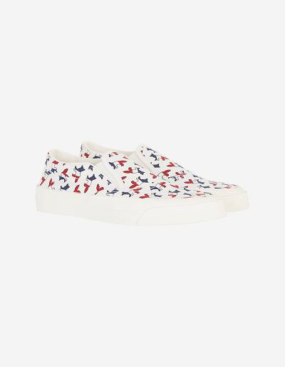 Multicolor Women's Maison Kitsune All-over Tricolor Fox Slip-on Sneakers | AU-K0158