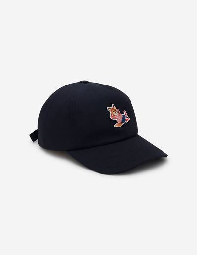 Navy Men's Maison Kitsune Frenchie Dressed Fox Patch 6p Caps | AU-X0928