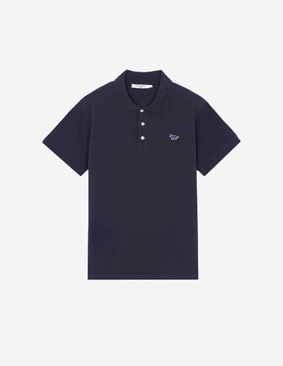 Navy Men's Maison Kitsune Navy Fox Patch Classic Polo | AU-Z0378