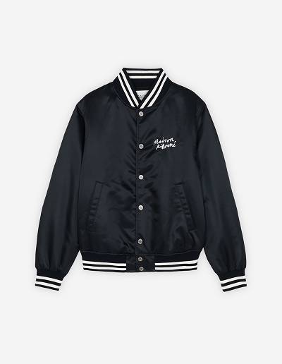 Navy Men's Maison Kitsune Satin Teddy Jackets | AU-K0M10