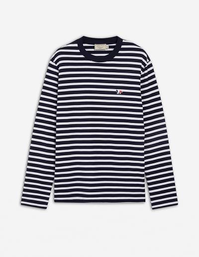 Navy Men's Maison Kitsune Tricolor Fox Patch Classic Marin T Shirts | AU-X0M16