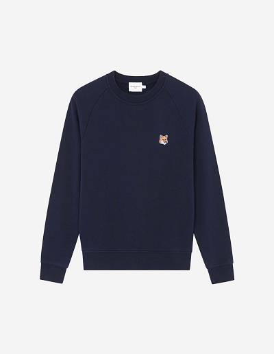 Navy Women's Maison Kitsune Fox Head Patch Adjusted Sweatshirts | AU-M0634