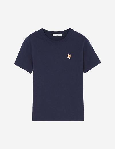 Navy Women's Maison Kitsune Fox Head Patch Classic T Shirts | AU-Y0846