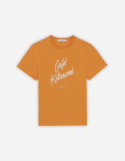 Orange Women's Maison Kitsune Cafe Kitsune Classic T Shirts | AU-V0810