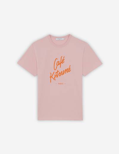 Pink Women's Maison Kitsune Cafe Kitsune Classic T Shirts | AU-Q0351
