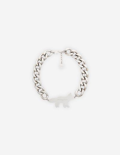 Silver Men's Maison Kitsune Profile Fox Chunky Gourmette Necklace Accessories | AU-H0540