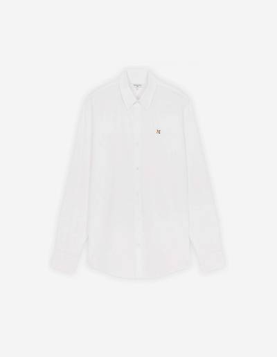 White Men's Maison Kitsune Fox Head Embroidery Classic Shirts | AU-W0310