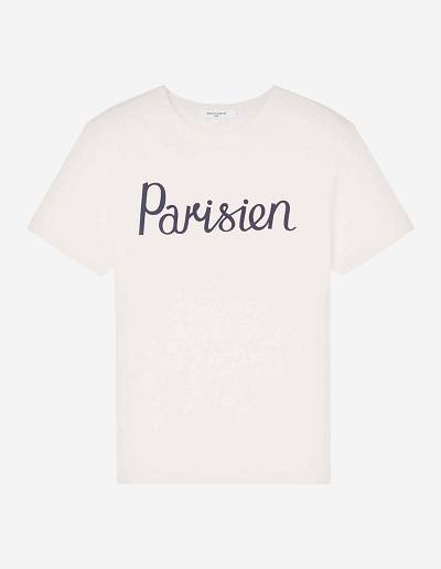 White Men's Maison Kitsune Parisien Classic T Shirts | AU-M0515
