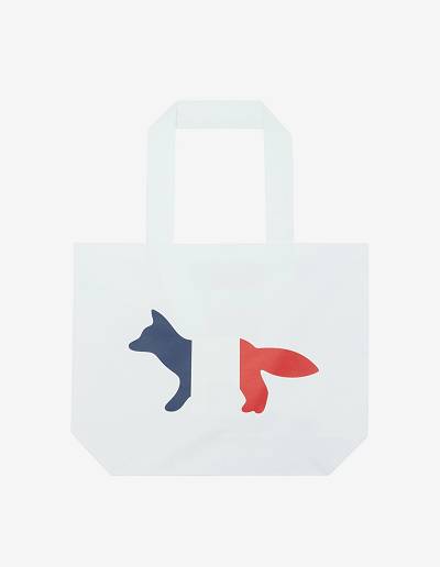 White Men's Maison Kitsune Tricolor Fox Tote Bags | AU-S0850