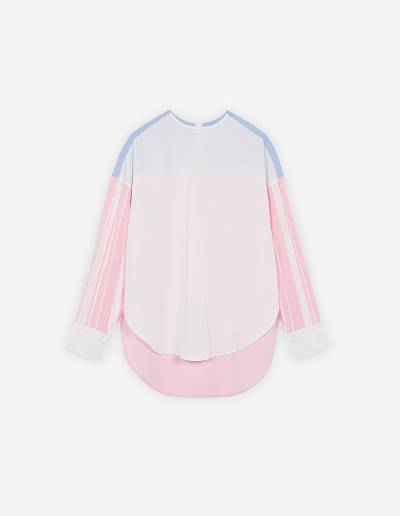 White Pink Women's Maison Kitsune Open Sleeve Top Shirts | AU-G124