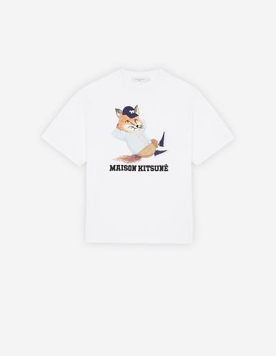White Women's Maison Kitsune Dressed Fox Print Easy T Shirts | AU-Z0204